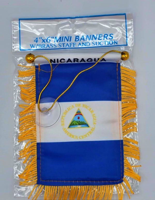 BANDERA PARA COLGAR EN EL CARRO DISEÑO NICARAGUA 4"X6"