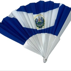 ABANICO DE TELA CON DISEÑO DE EL SALVADOR (1 PC)
