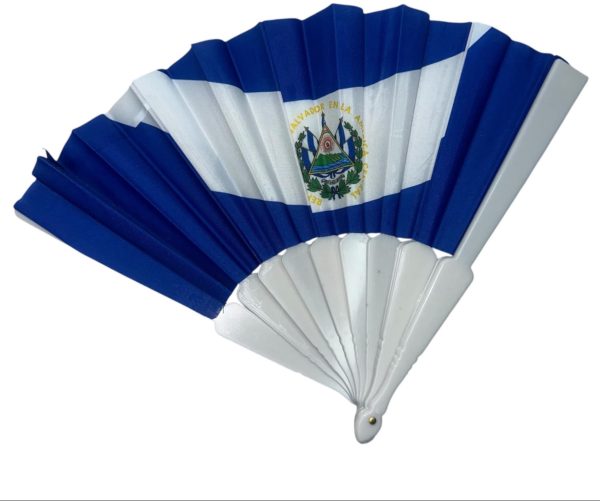 ABANICO DE TELA CON DISEÑO DE EL SALVADOR (1 PC)