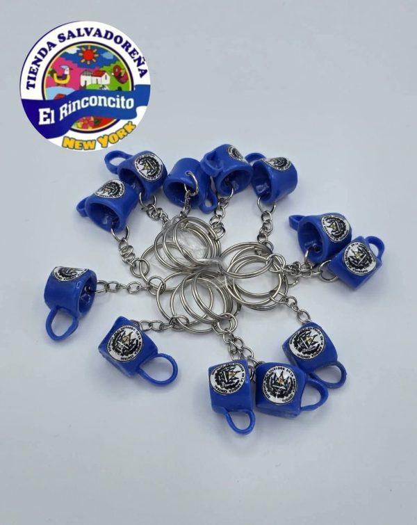 LLAVERO TAZA CON ESCUDO DE EL SALVADOR (12 UNIDADES)